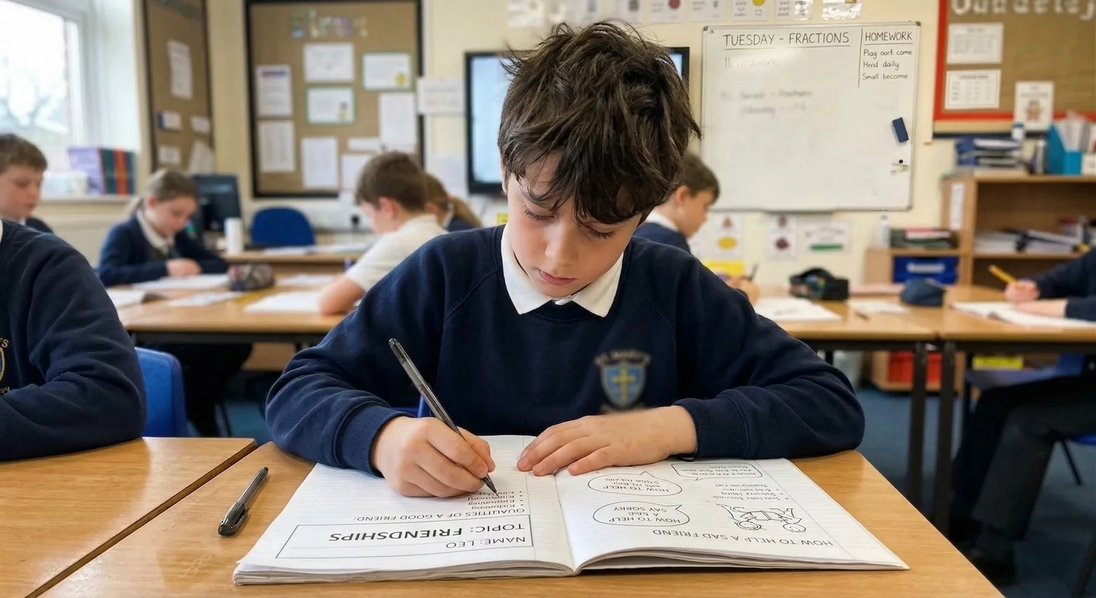 A pupil working through a Circuits RSE workbook at their own pace